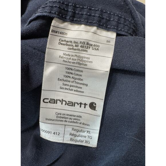 Carhartt Men's Original Fit Button Up Long Sleeve Shirt XL Navy 100091 Workwear - Picture 8 of 12